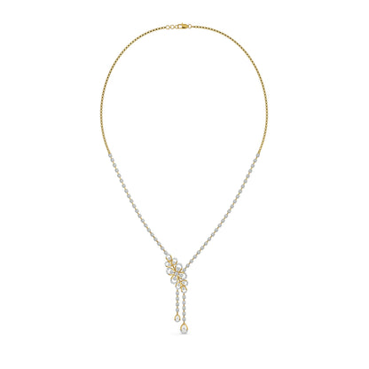 Floral Cascade Lab Grown Diamond Necklace - top view 
