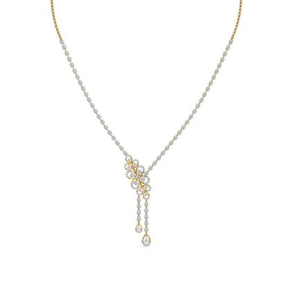 Floral Cascade Lab Grown Diamond Necklace - perspective view