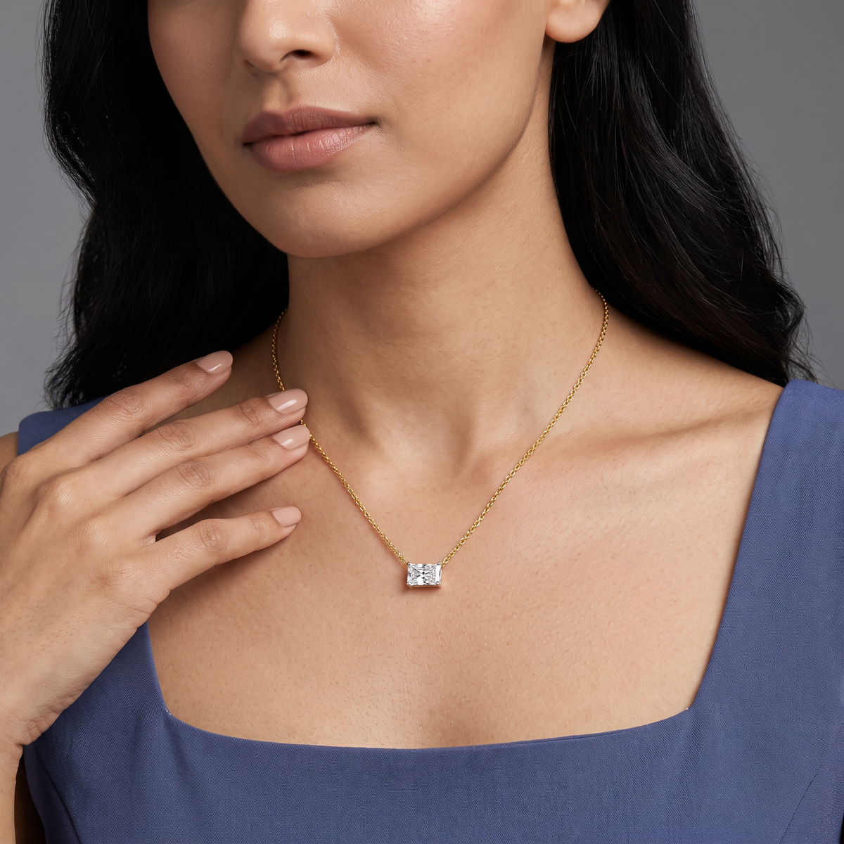 2 CT Radiant Lab Grown Diamond Necklace