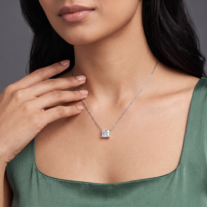 2 CT Princess Lab Grown Diamond Necklace
