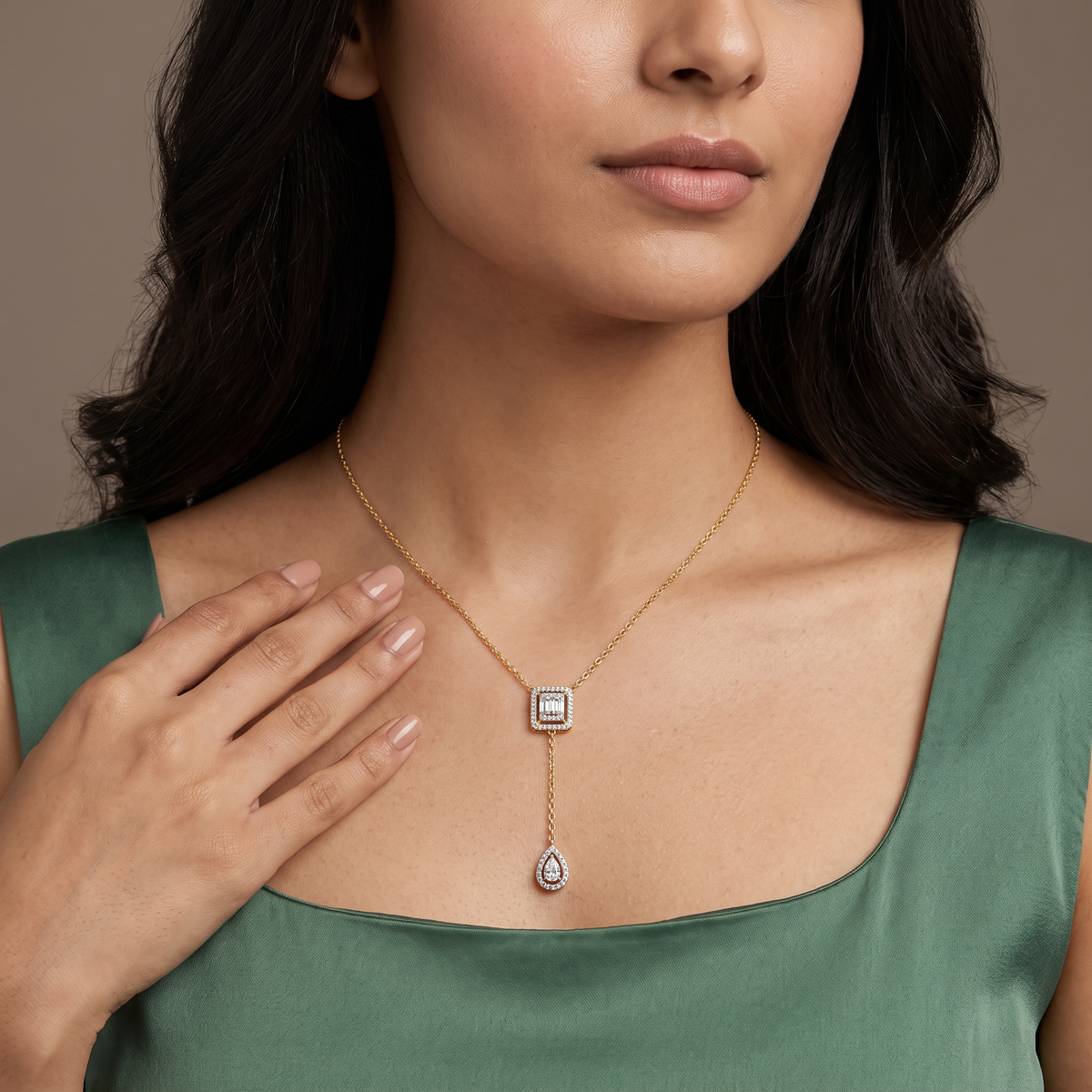 Frame Cluster Lab Grown Diamond Necklace