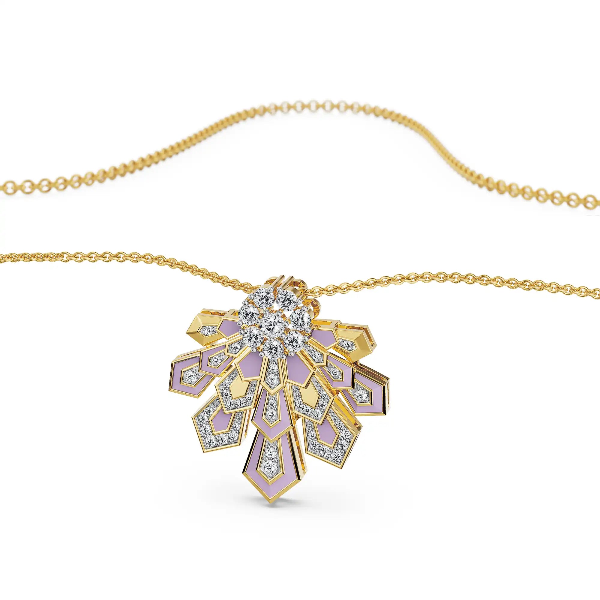 Lavender Cascade Lab Grown Diamond Necklace - top view