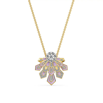Lavender Cascade Lab Grown Diamond Necklace - front view in 9KT