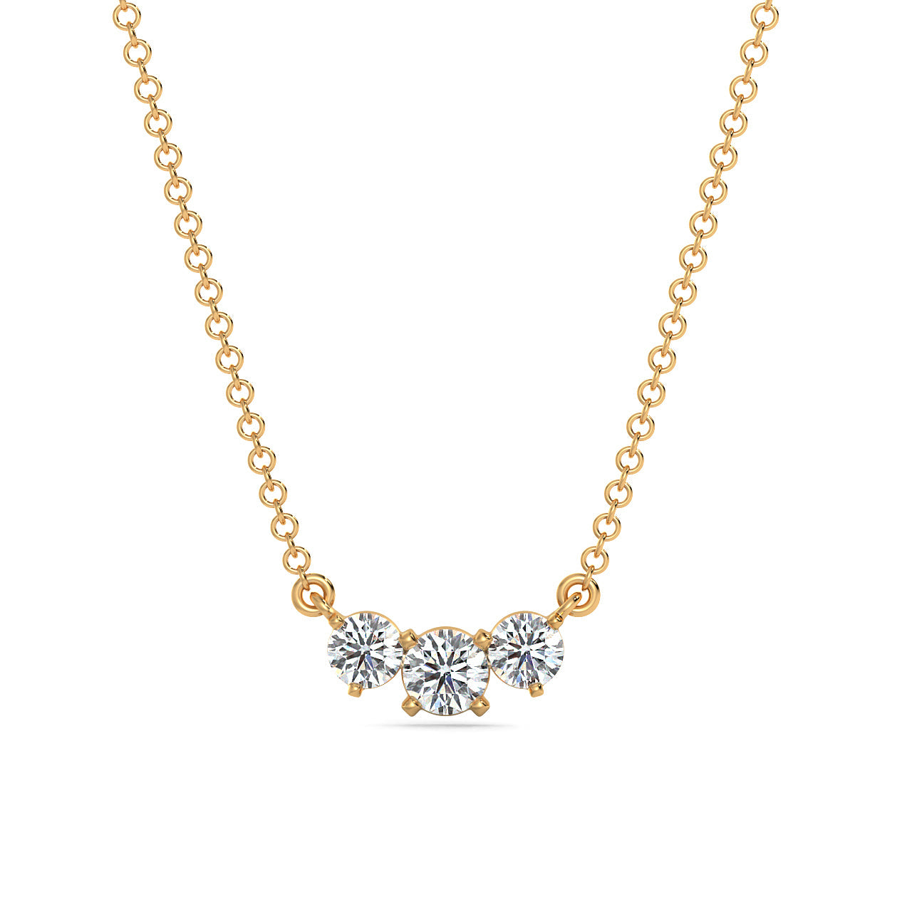 Triple Solitaire Diamond Necklace_in-stock