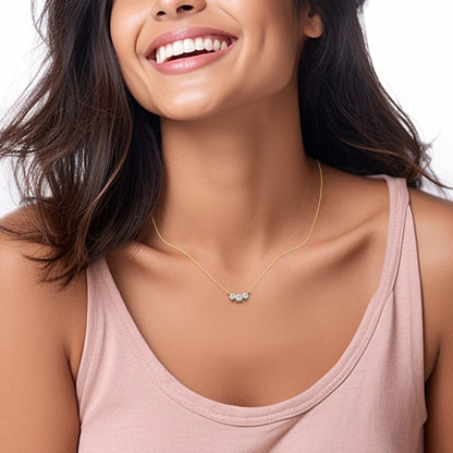 Triple Solitaire Diamond Necklace 9KT