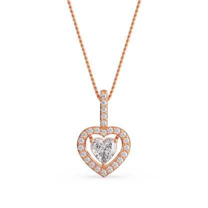 Heart in Heart Diamond Pendant Front View in 9KT