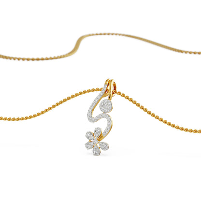 Floral Drop Diamond Pendant Prospective view