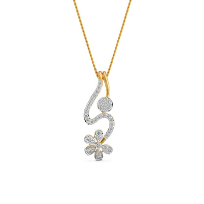 Floral Drop Diamond Pendant Front View in 9KT