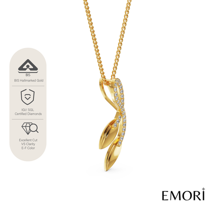 Lab Grown Diamond Leaf Fusion Pendant_in-stock