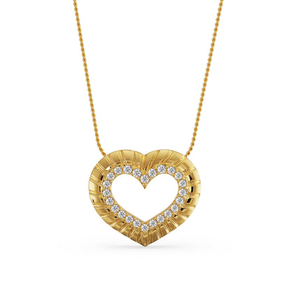 Blushing Heart Diamond Pendant Front View in 9KT