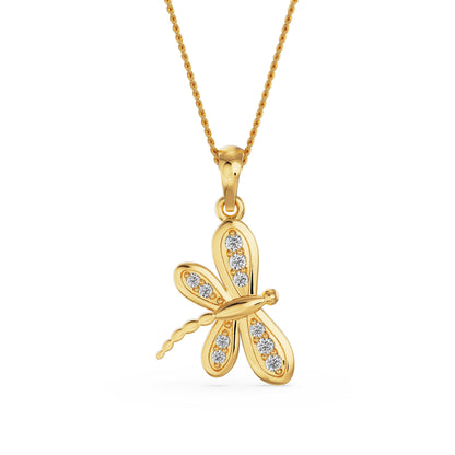 Butterfly Diamond Pendant Front View in 9KT