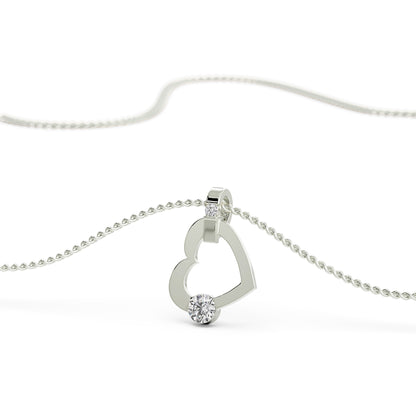 Tilted Diamond Heart Pendant Prospective view
