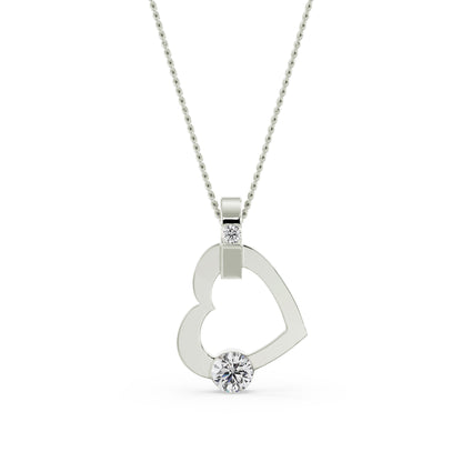 Tilted Diamond Heart Pendant front View