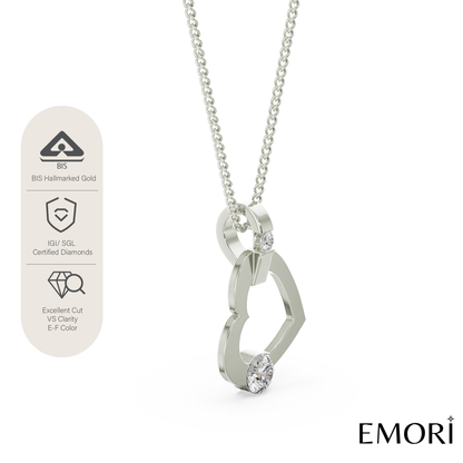 Tilted Diamond Heart Pendant Side view