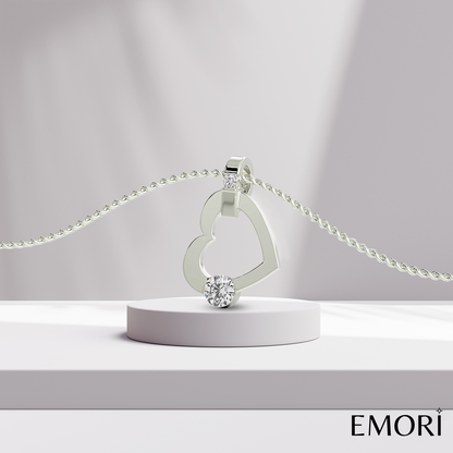 Tilted Diamond Heart Pendant Prospective View