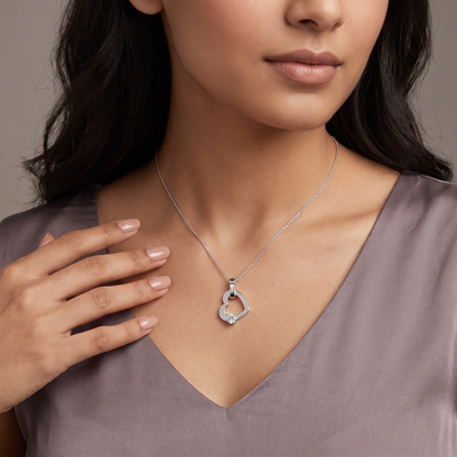 Tilted Lab Grown Diamond Heart Pendant