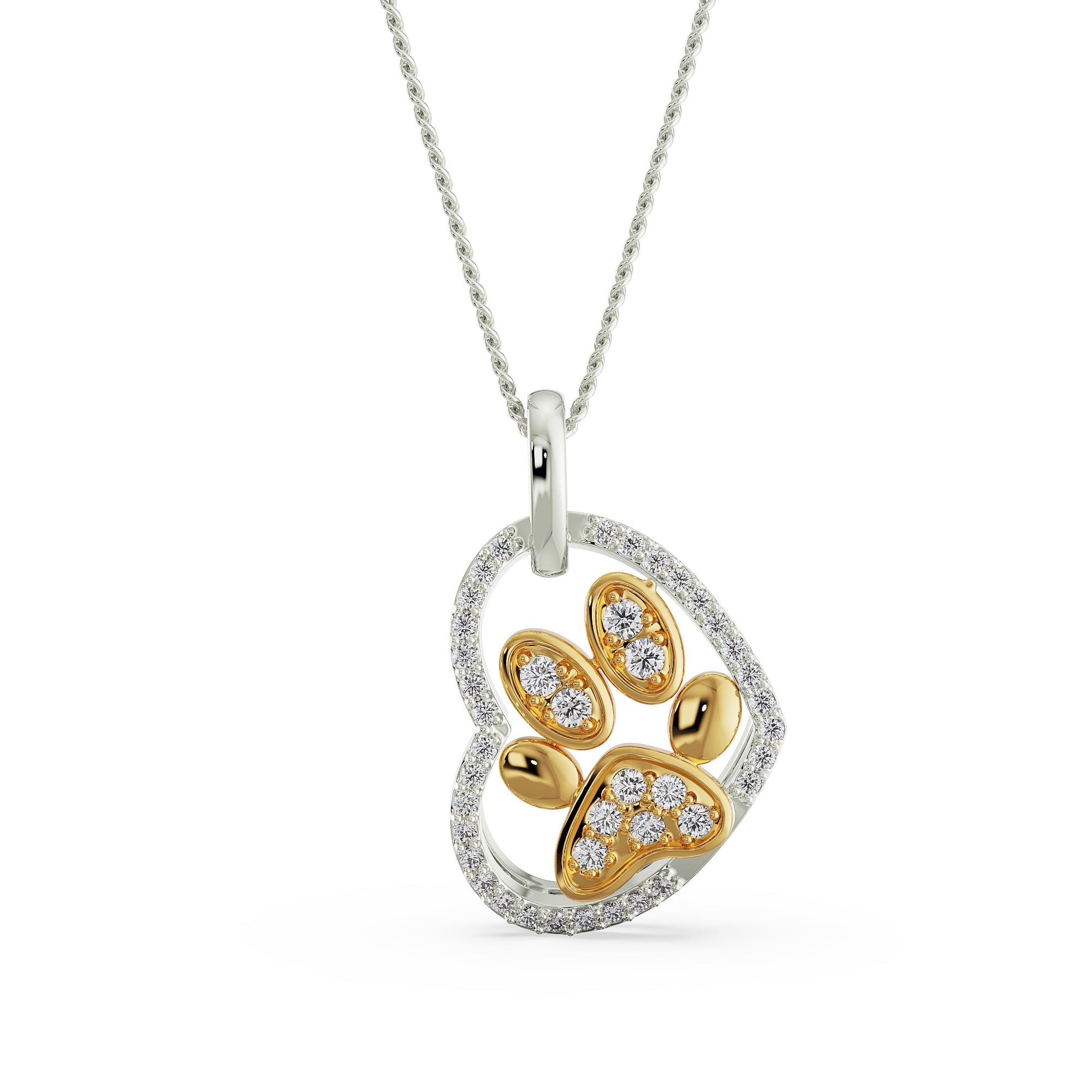 Diamond Dog Paw Pendant Front View in 9KT