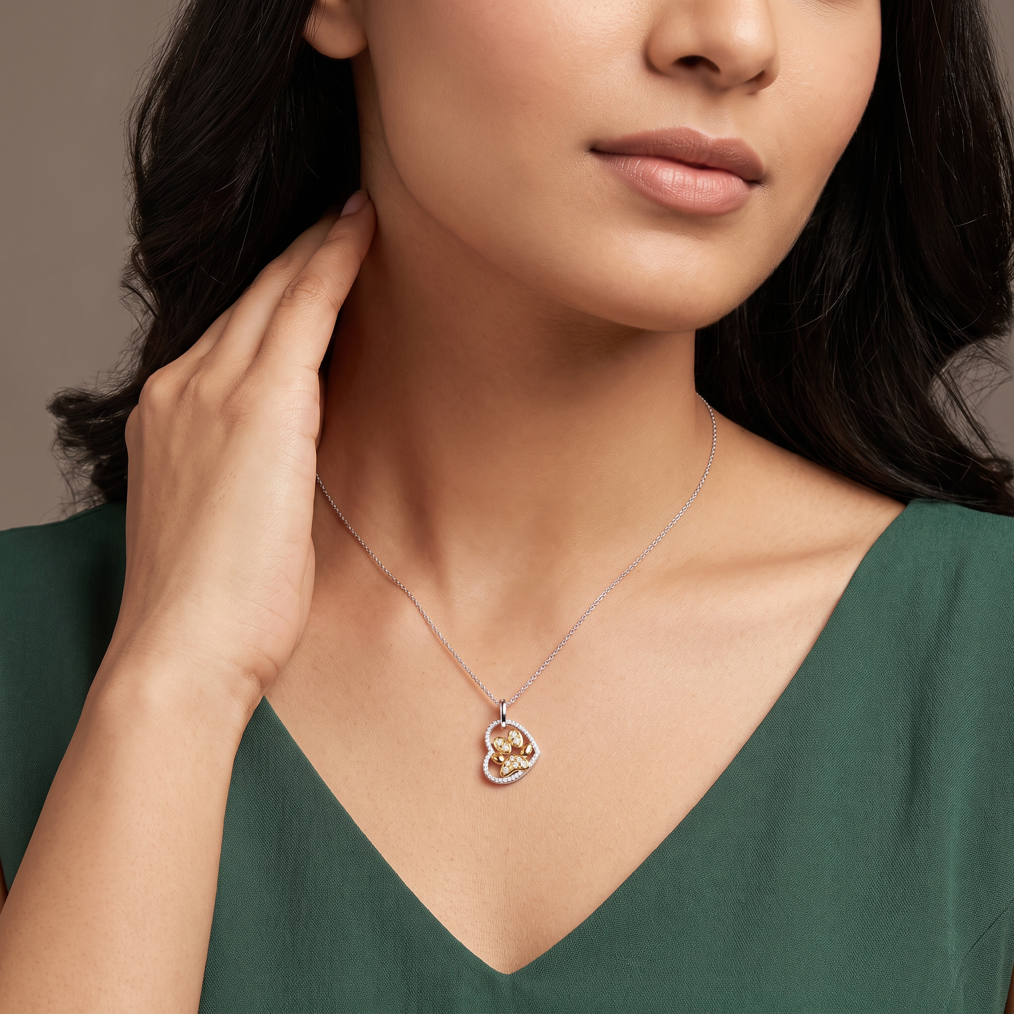 Lab-Grown Diamond Dog Paw Pendant