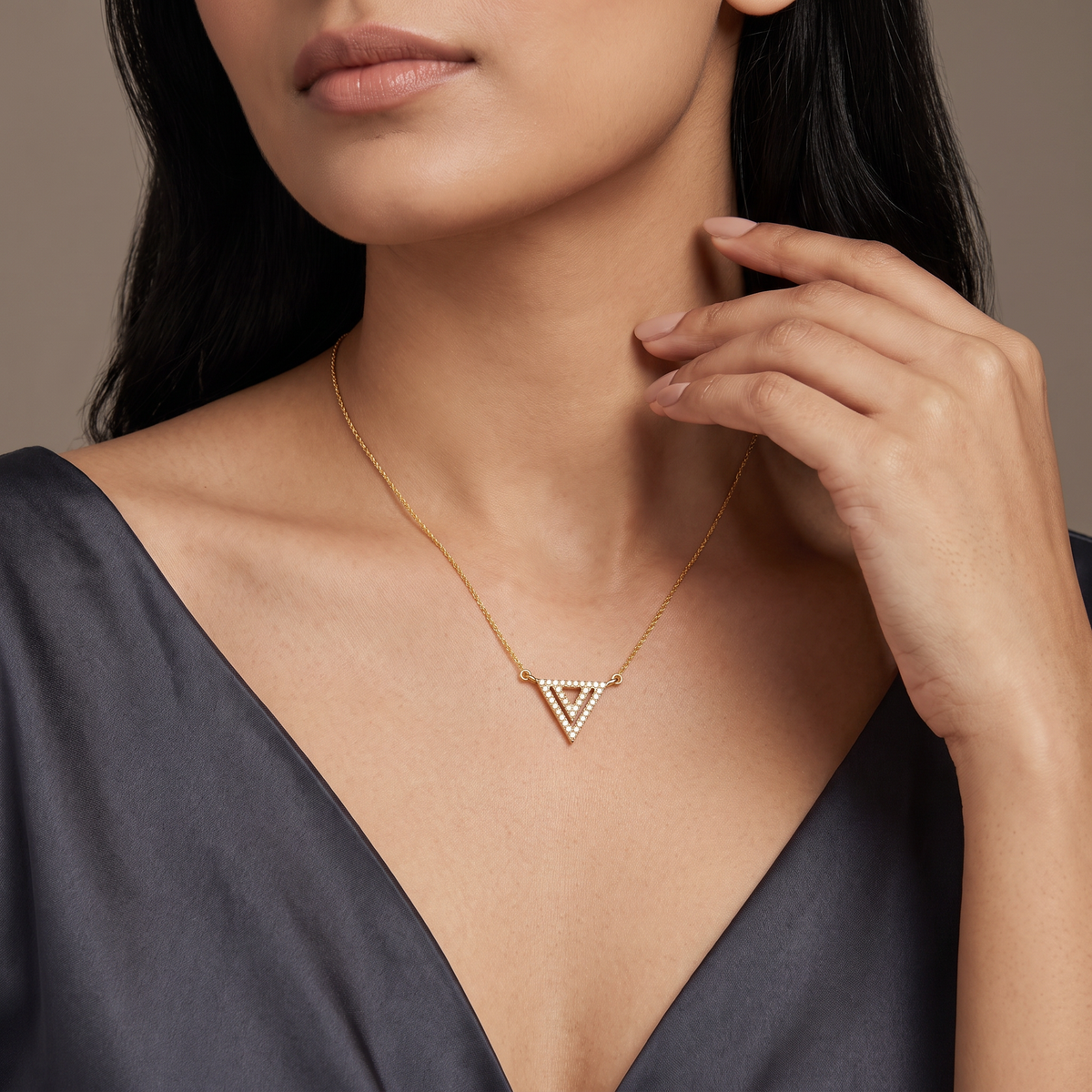 Inverted Triangle Lab Grown Diamond Necklace
