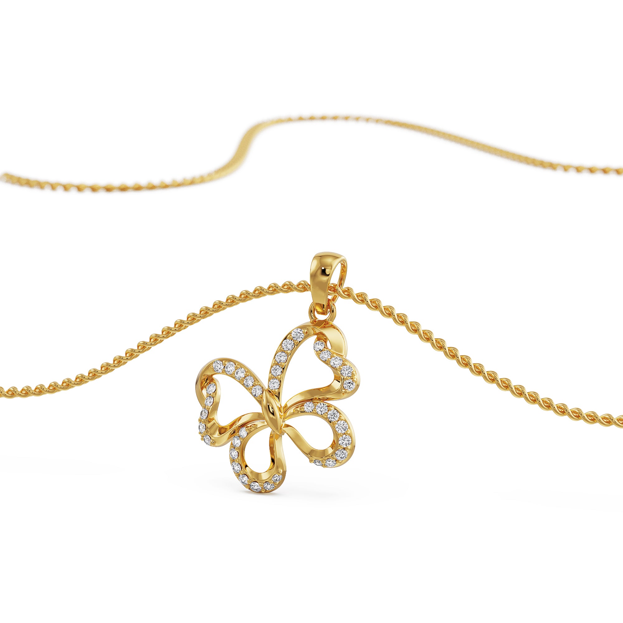 Whimsical Butterfly Diamond Pendant Prospective view