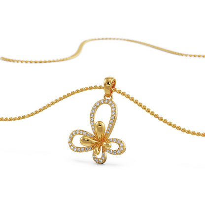 Floral Butterfly Diamond Pendant Prospective view