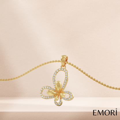 Floral Butterfly Diamond Pendant Prospective View