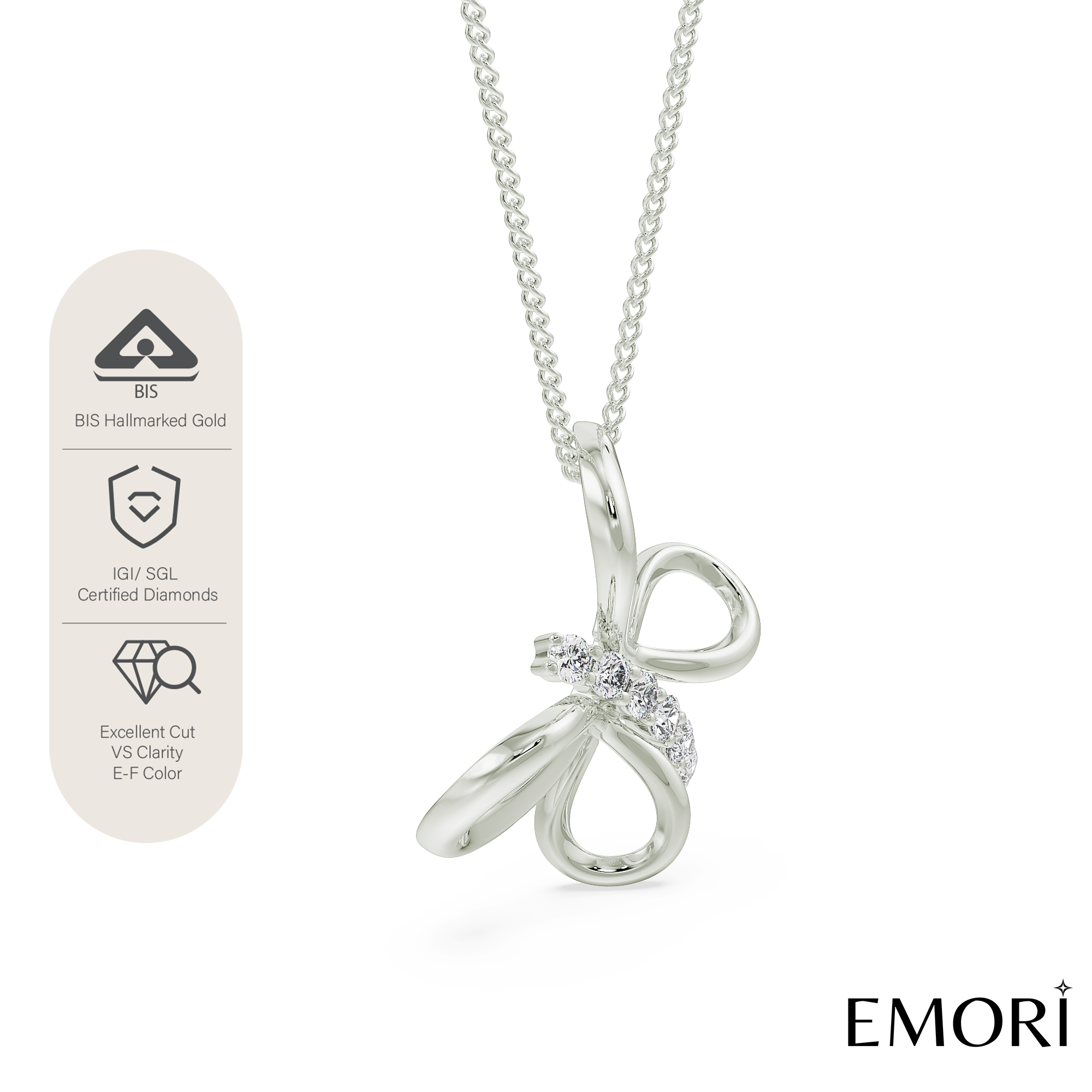 Diamond Butterfly Dream Pendant Side View