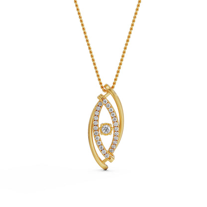 Classic Evil Eye Diamond Pendant Front view in 9KT