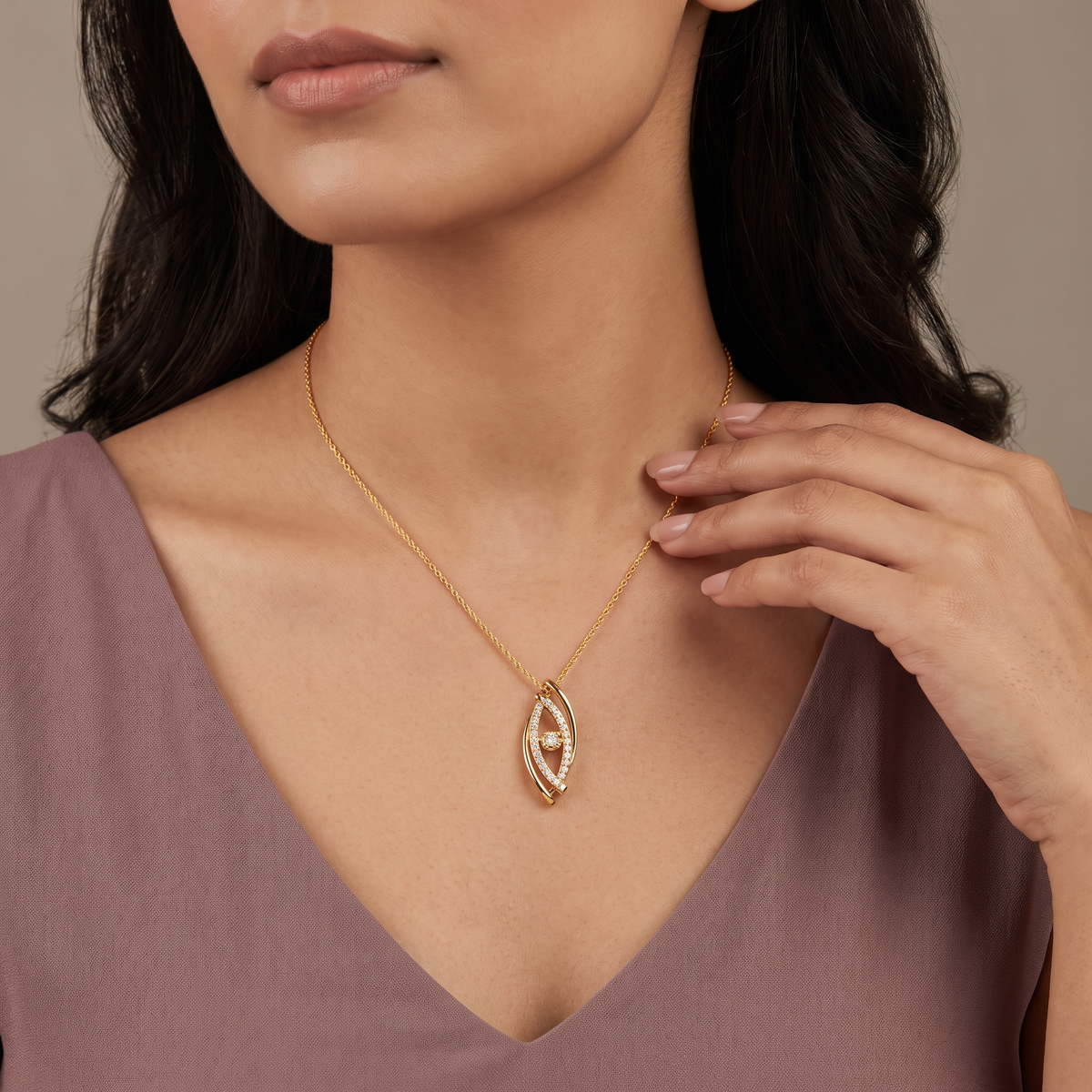 Classic Evil Eye Lab Grown Diamond Pendant