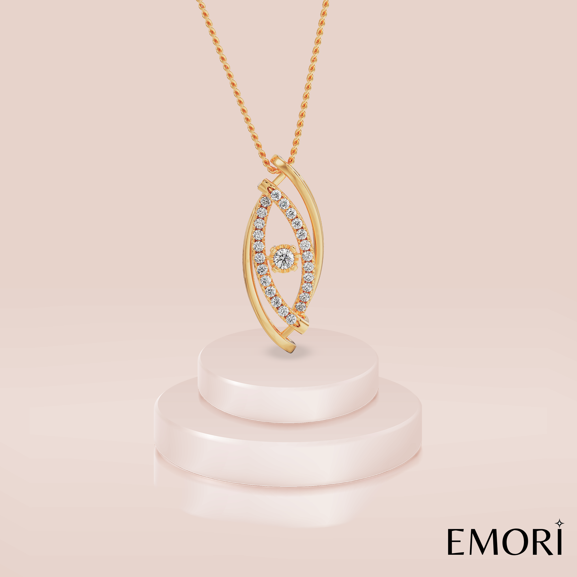 Classic Evil Eye Lab Grown Diamond Pendant_in-stock