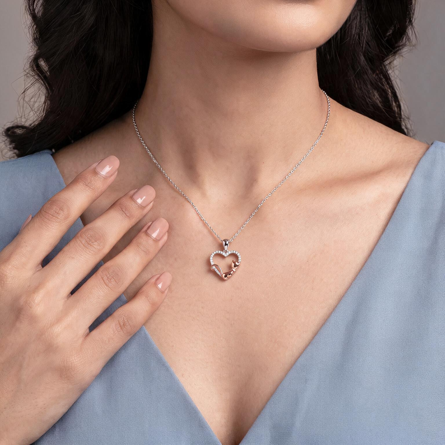 Whiskered Love Cat Lab Grown Diamond Pendant