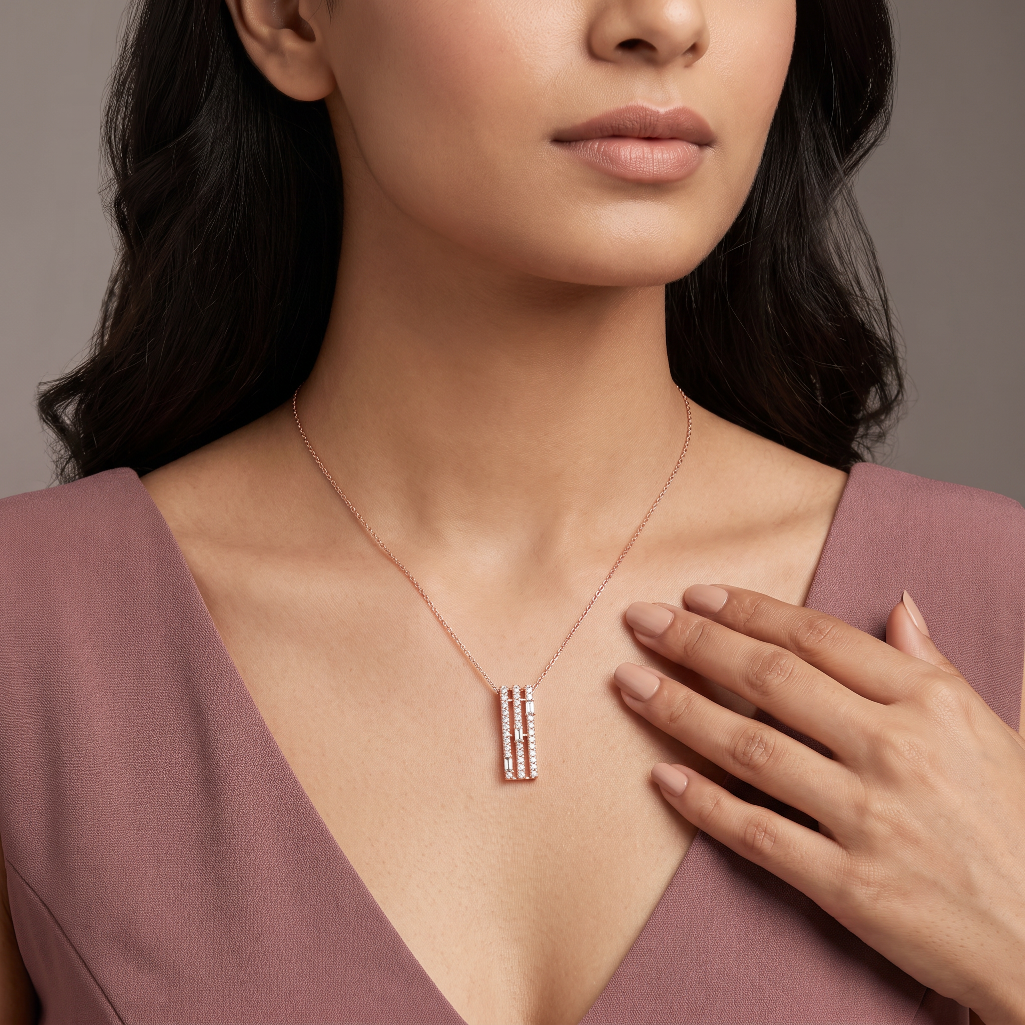 Parallel bar Lab Grown Diamond Pendant