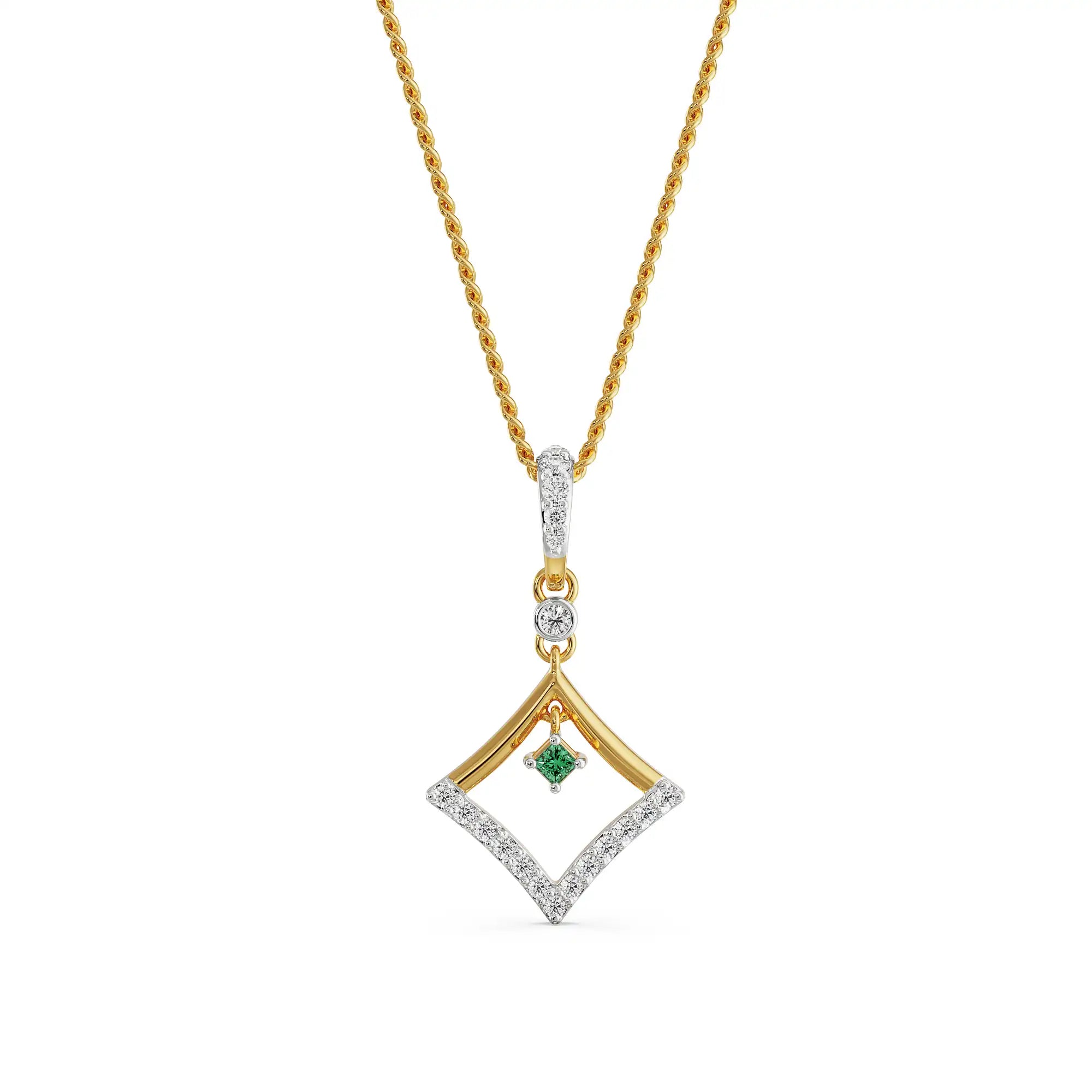 Elegant Emerald Lab Grown Diamond Pendant_in-stock