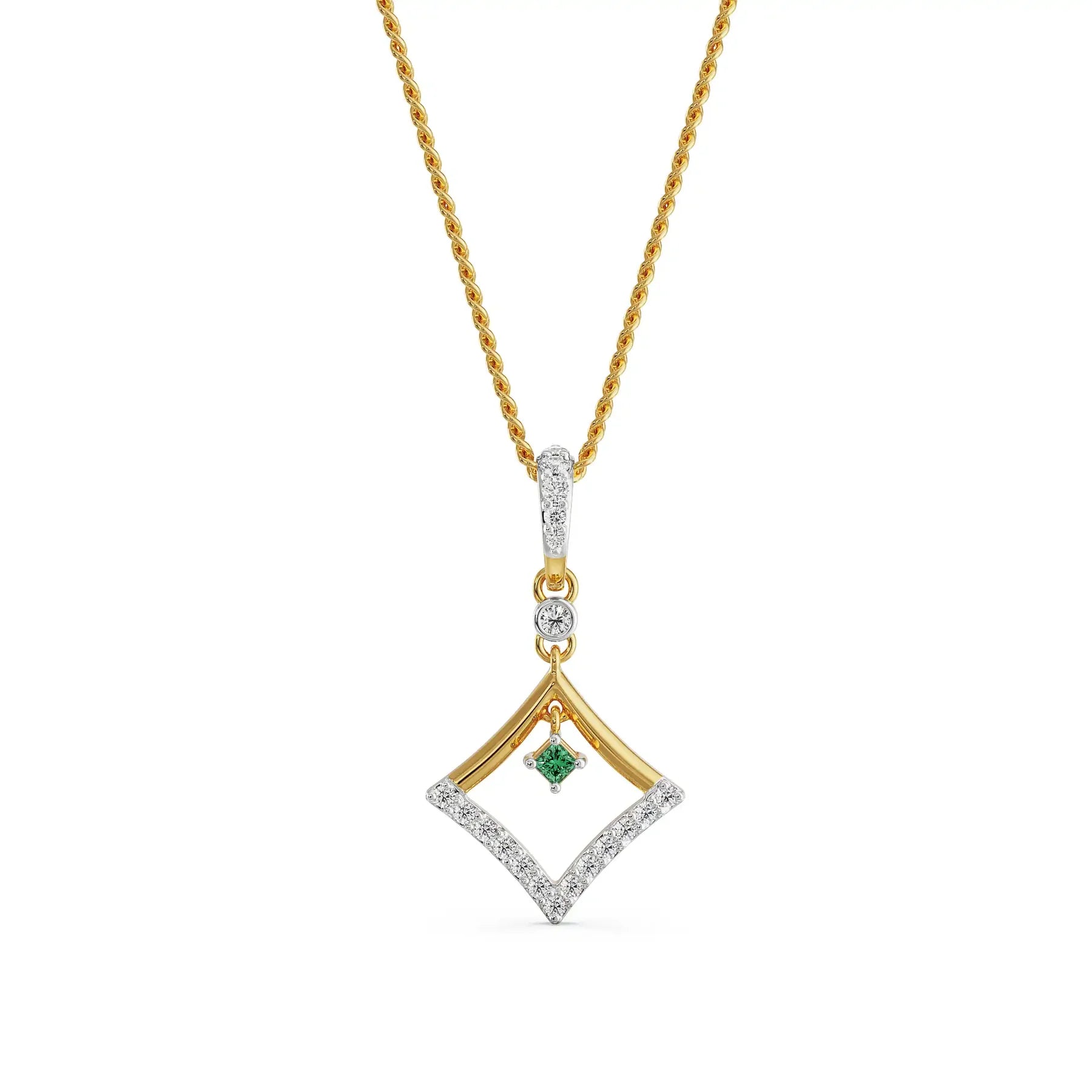 Elegant Emerald Lab Grown Diamond Pendant 9KT