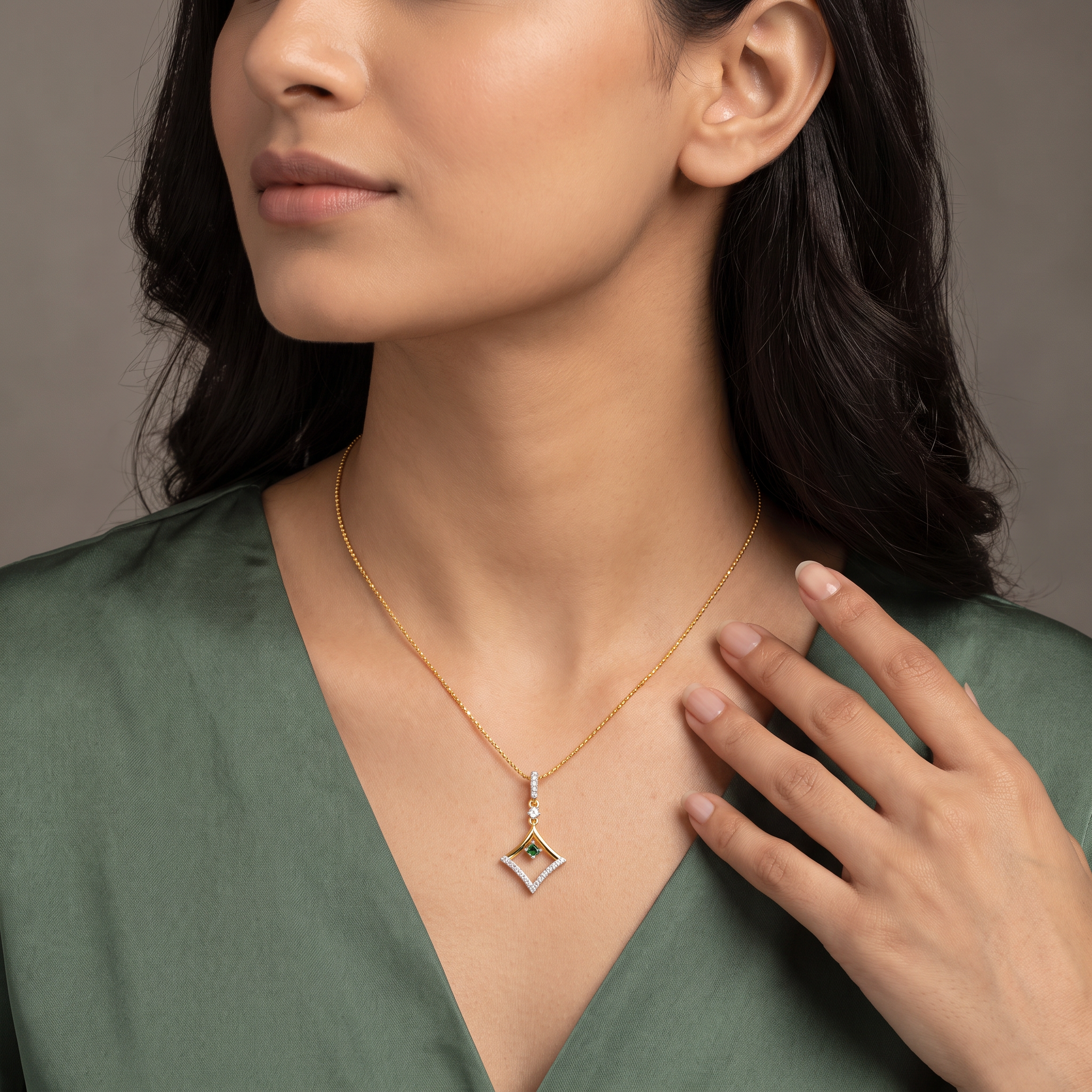 Elegant Emerald Lab Grown Diamond Pendant