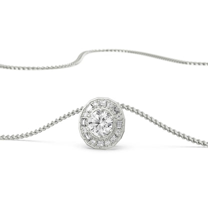 Radiant Cascade Diamond Pendant Prospective View in 9KT