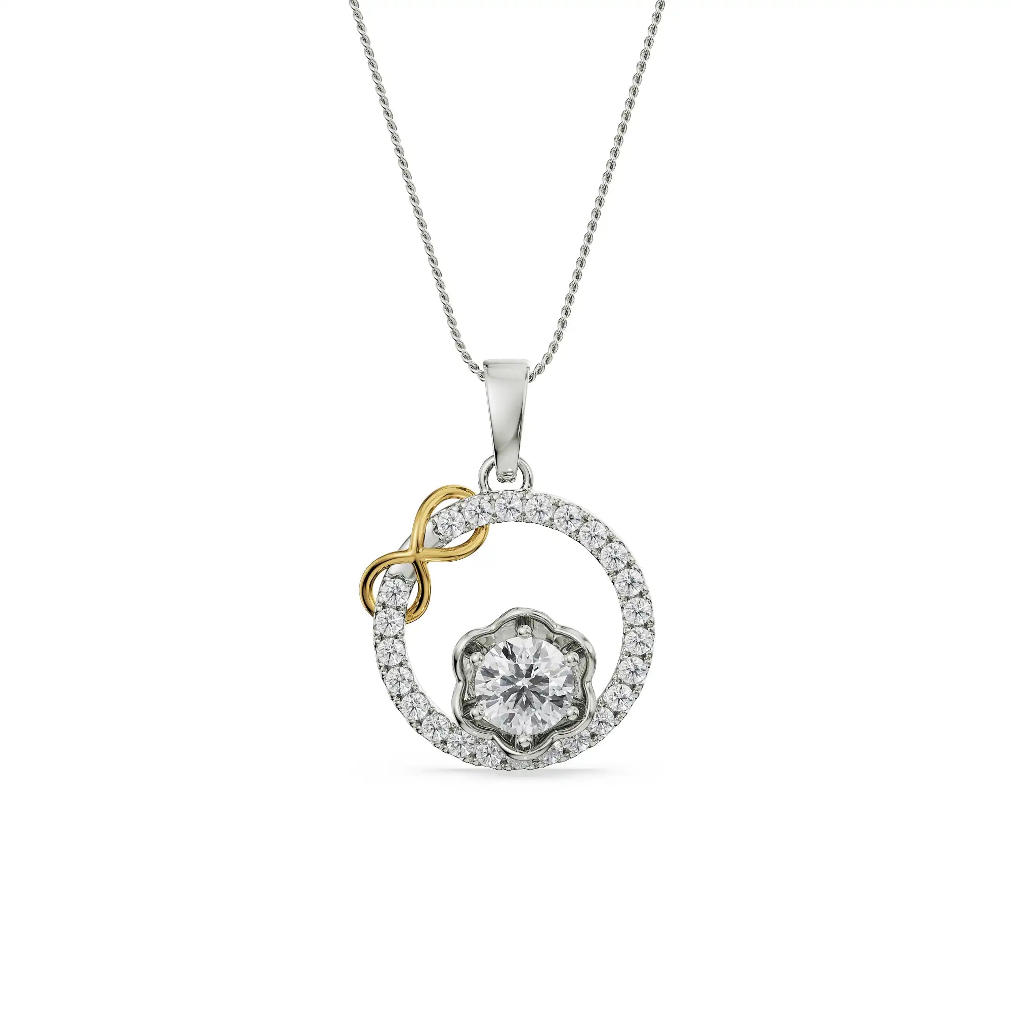 Circle Infinity Diamond Pendant Front View