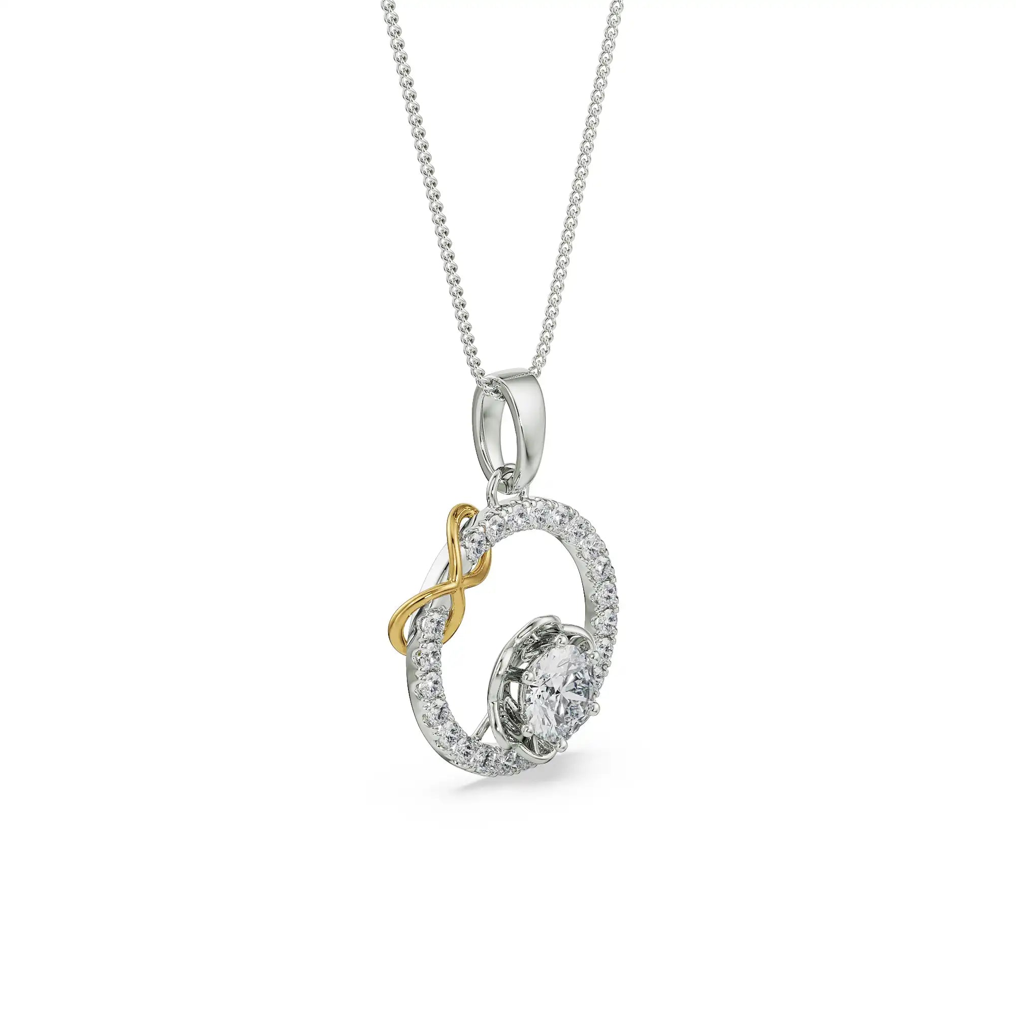 Circle Infinity Diamond Pendant Side View