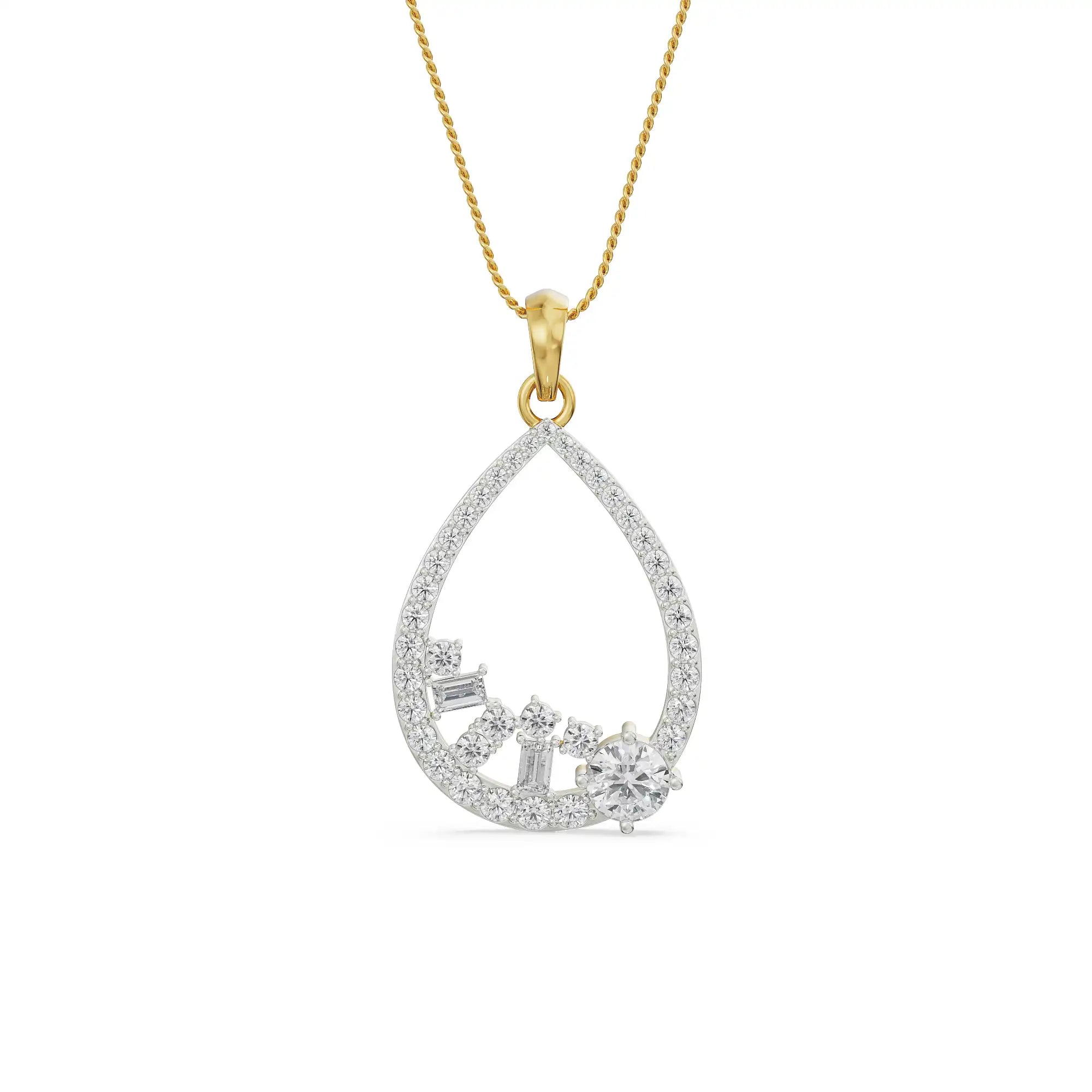 Cluster Drop Multi Diamond Pendant Front View