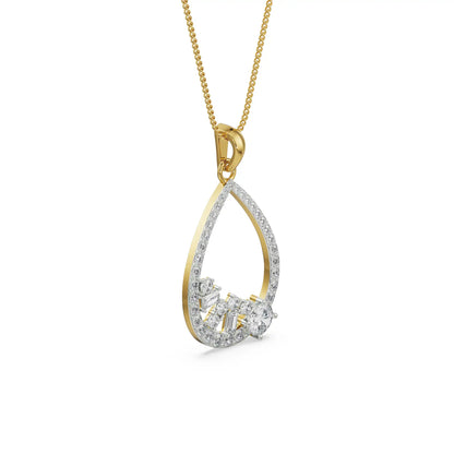 Cluster Drop Multi Diamond Pendant Side View