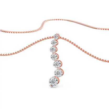 Round Solitaire Journey Pendant Prospective View in 9KT