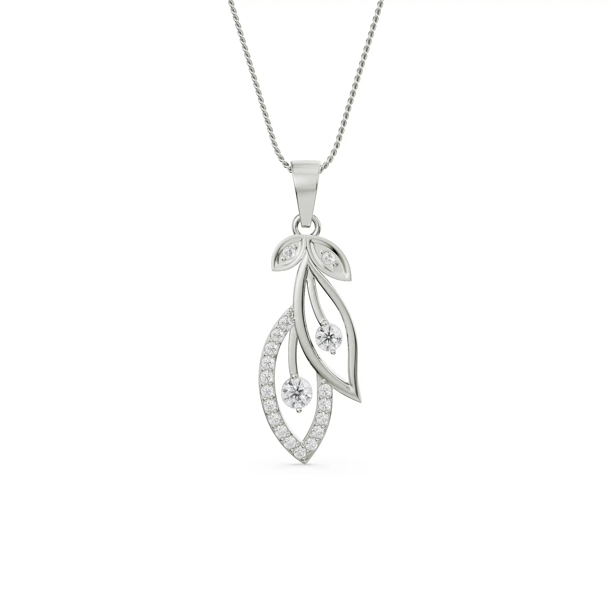 Dewy Leaf Platinum Pendant Front View