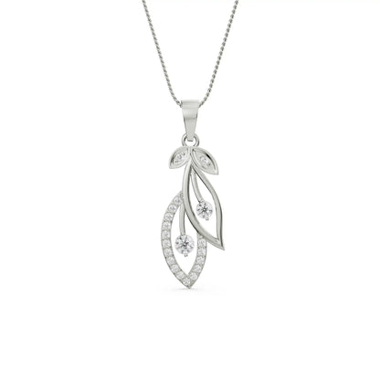 Dewy Leaf Platinum Pendant Front View