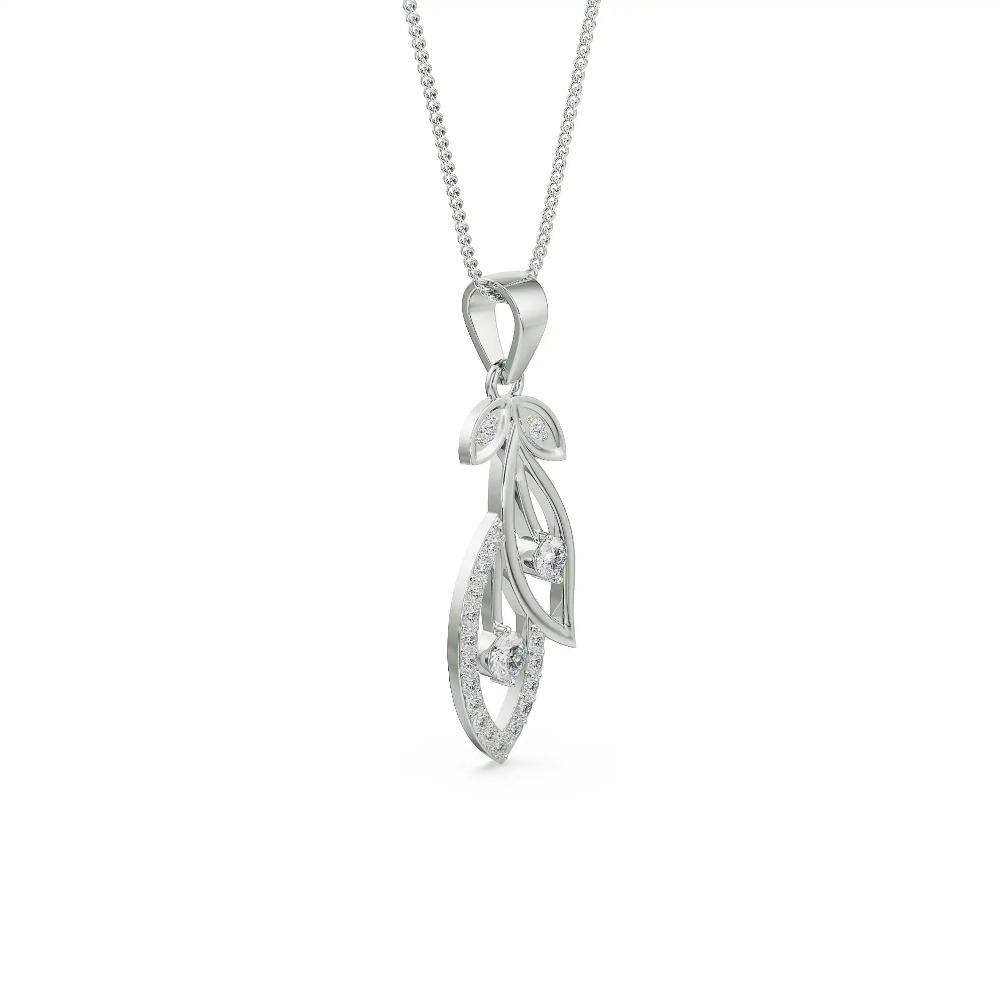 Dewy Leaf Platinum Pendant Side View