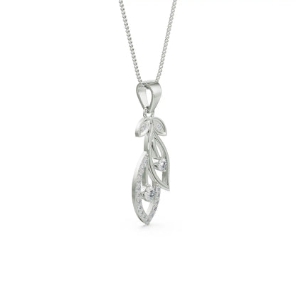 Dewy Leaf Platinum Pendant Side View