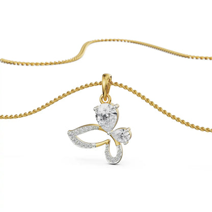 Butterfly Blue Gemstone Pendant Prospective View in 9KT