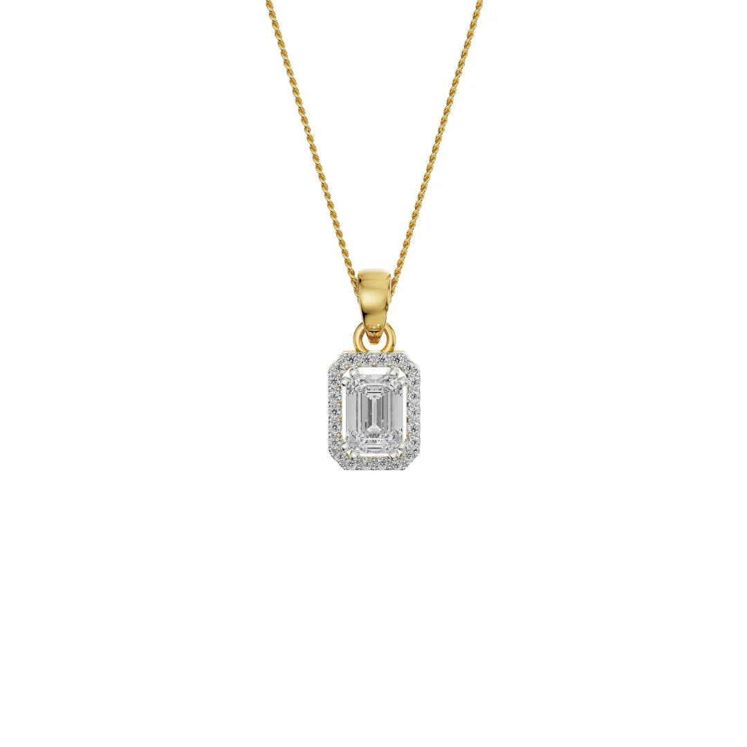 Luminescent Lab Grown Diamond Pendant - front view  in 9KT