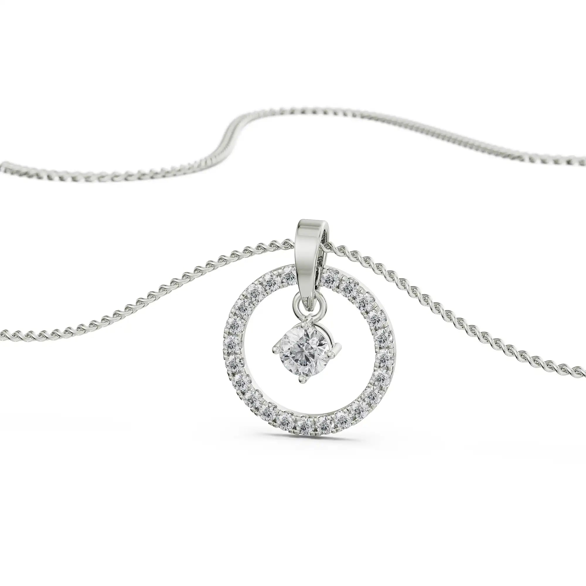 Dewy Diamond Pendant Prospective View in 9KT