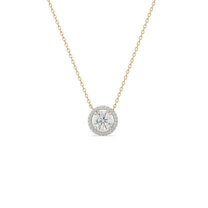 Betty Halo Round Lab Grown Diamond Pendant- top view in 9KT