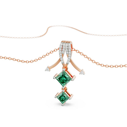 Arrow Emerald Diamond Pendant Prospective View